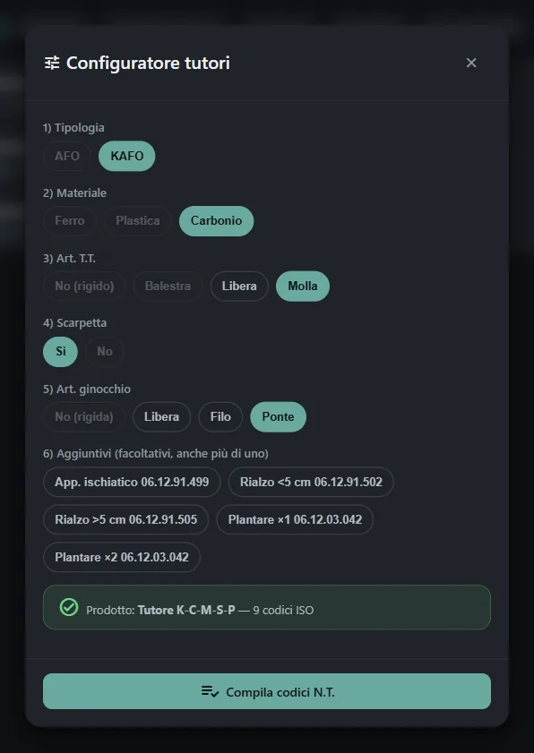 Il configuratore guidato dei tutori
